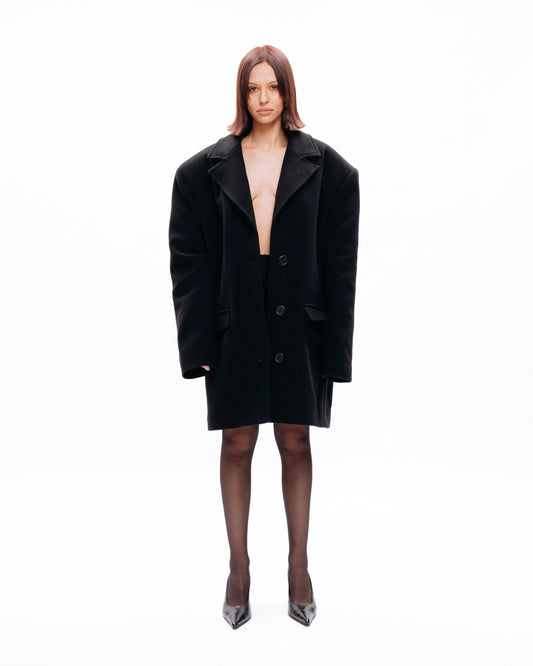 Cropped Dropped Shoulder Coat