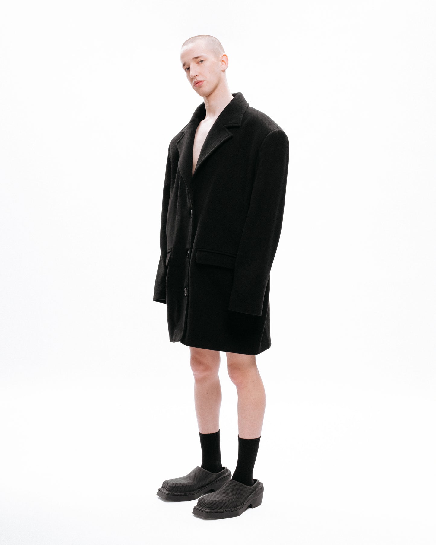 Cropped Dropped Shoulder Coat