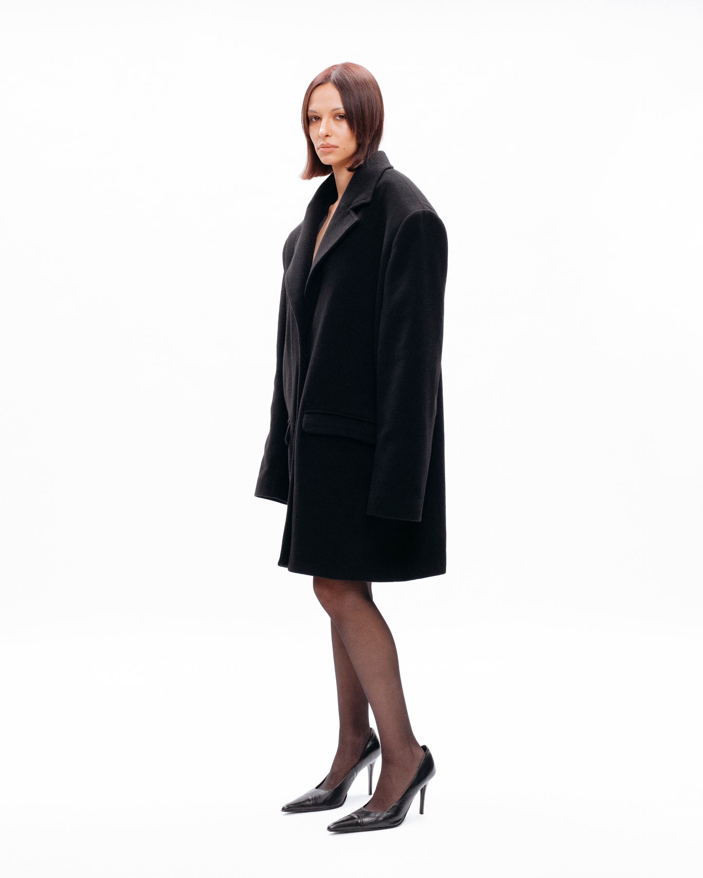 Cropped Dropped Shoulder Coat